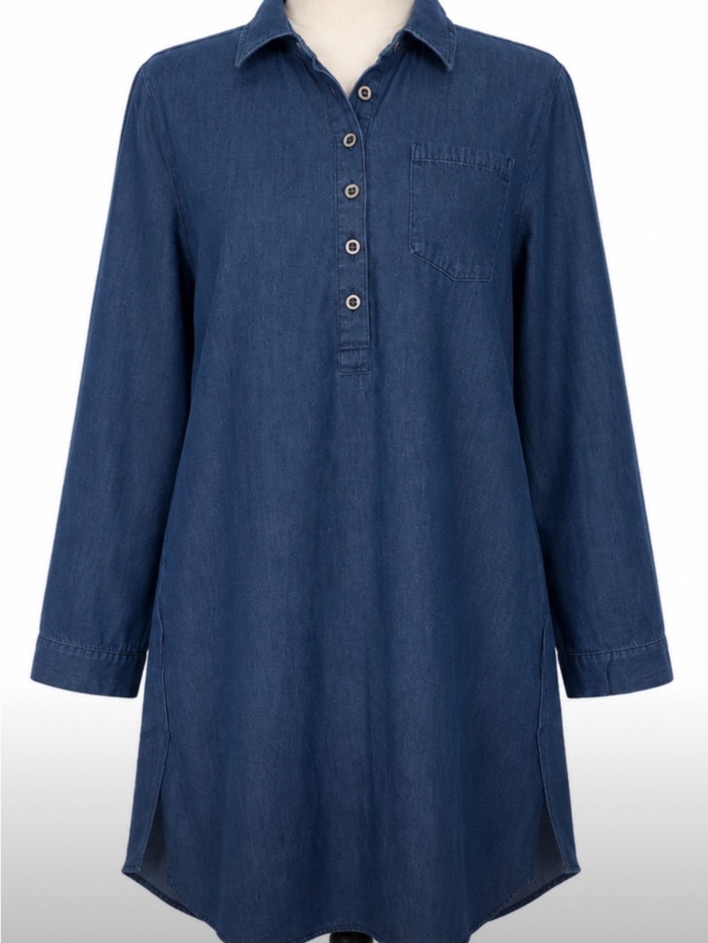 Old Navy Maternity Denim Chambray Shirt Dress Tunic Medium Lightweight Casual